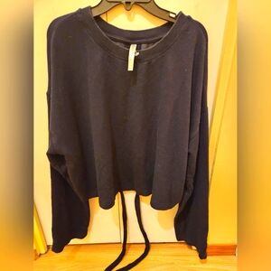 Fabletics medium black long sleeve top with open back